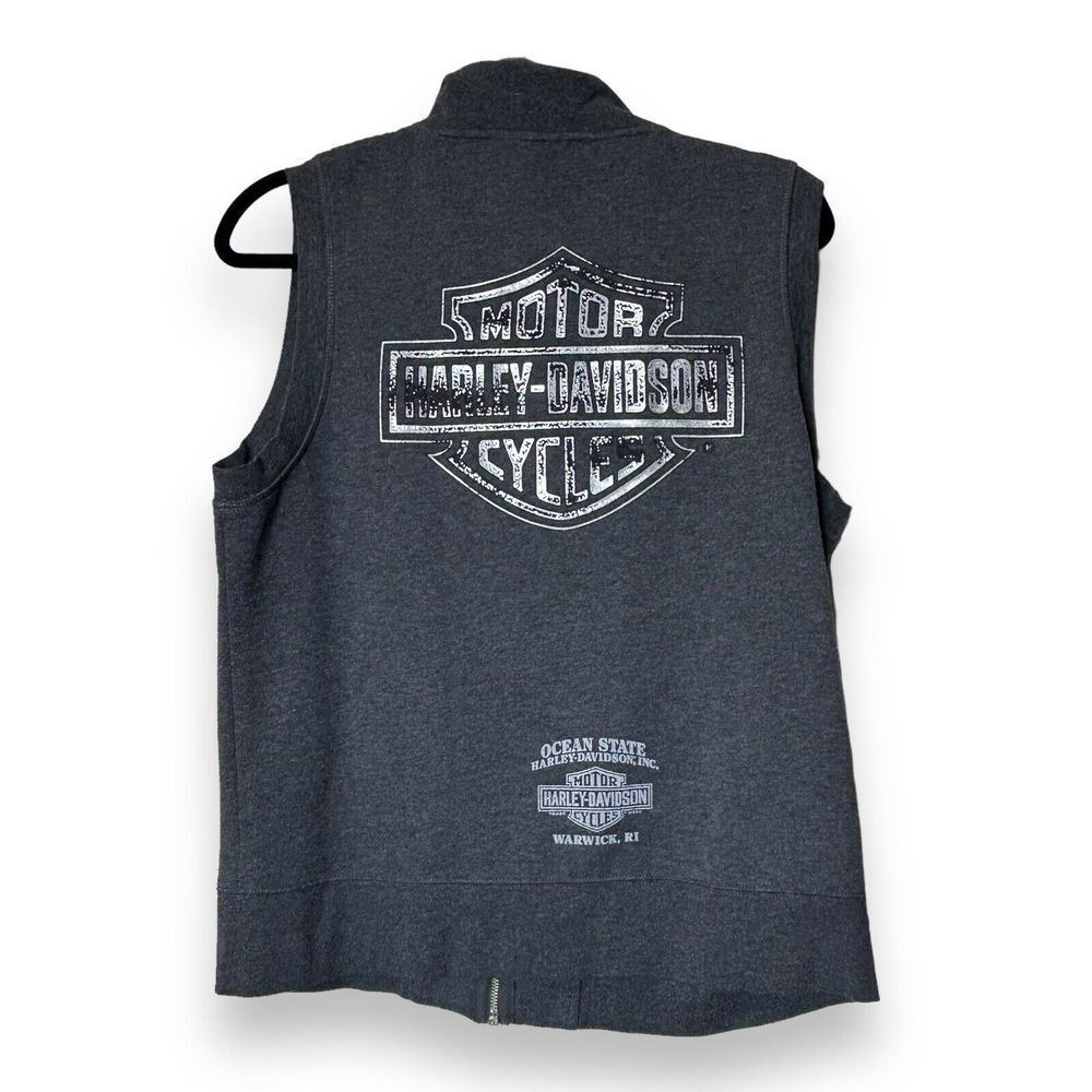 HD Harley Davidson Women's Sleeveless Gray Fleece Vest Sz L